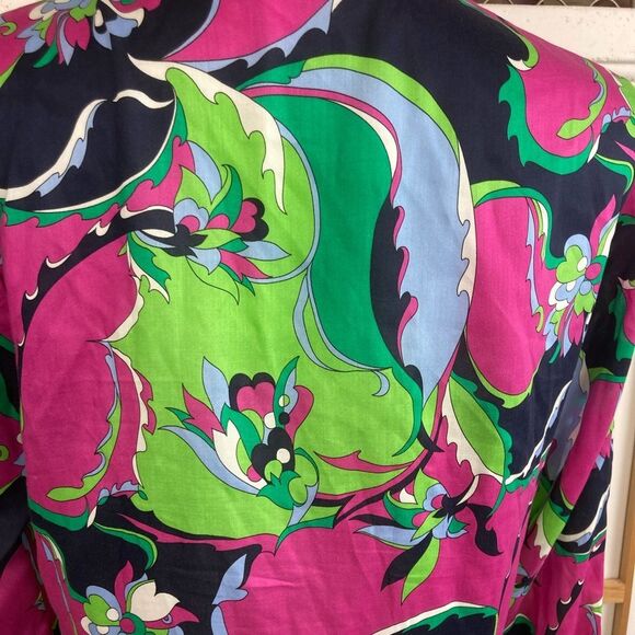 Talbots Mandarin Collar Blouse Italian designer vibe,beautiful fabric side vents - Picture 7 of 13